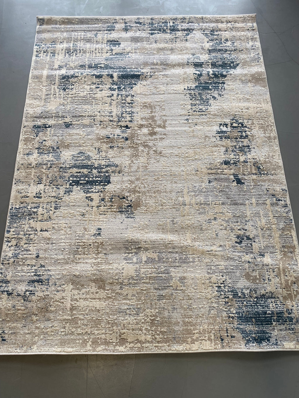 Alfombra lavable 230x160 salón nórdico moderna beige y azul marino | NIDO SH