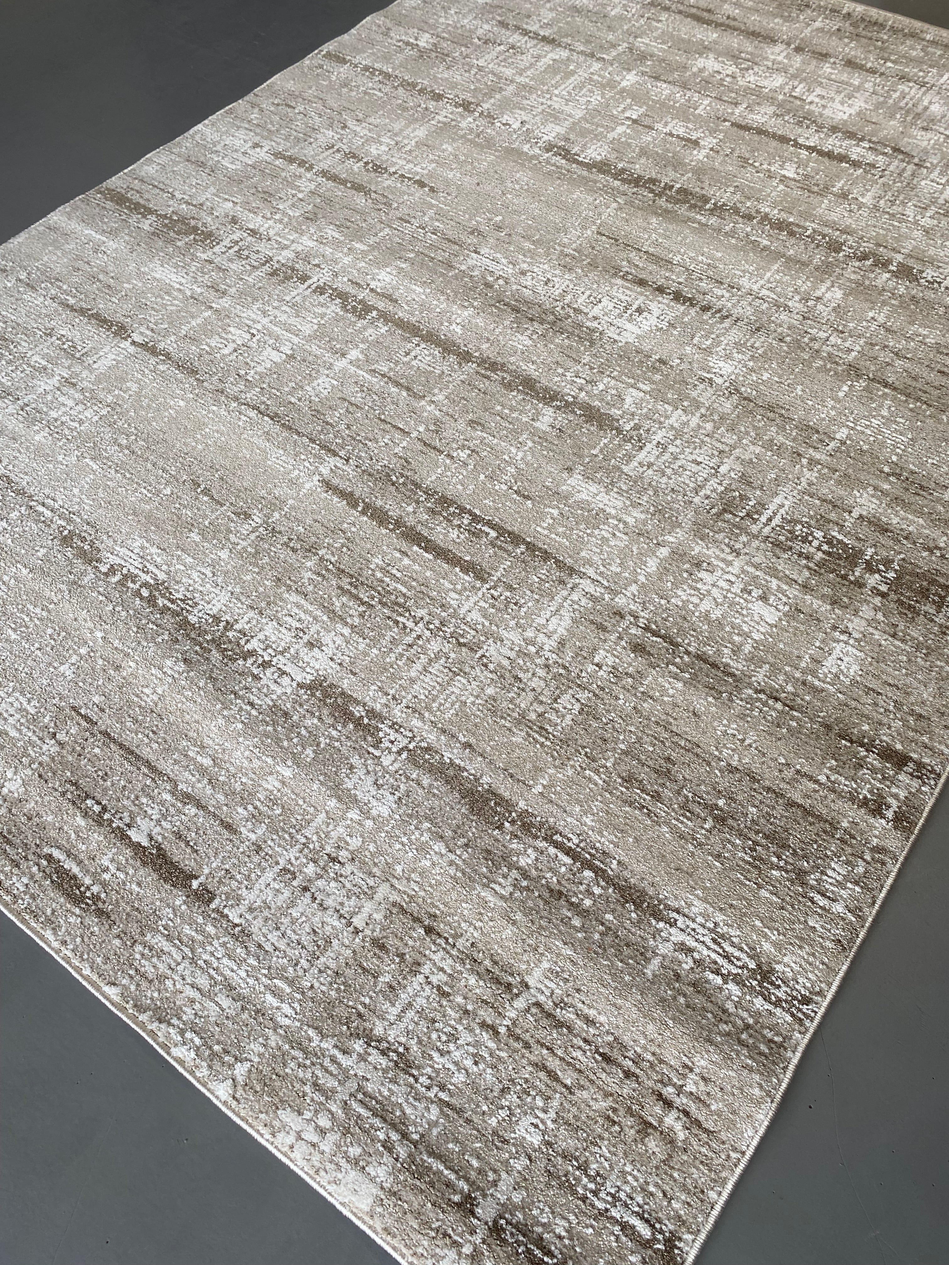 Alfombra lavable 230x160 salón nórdico moderna beige y marrón  | NIDO SH