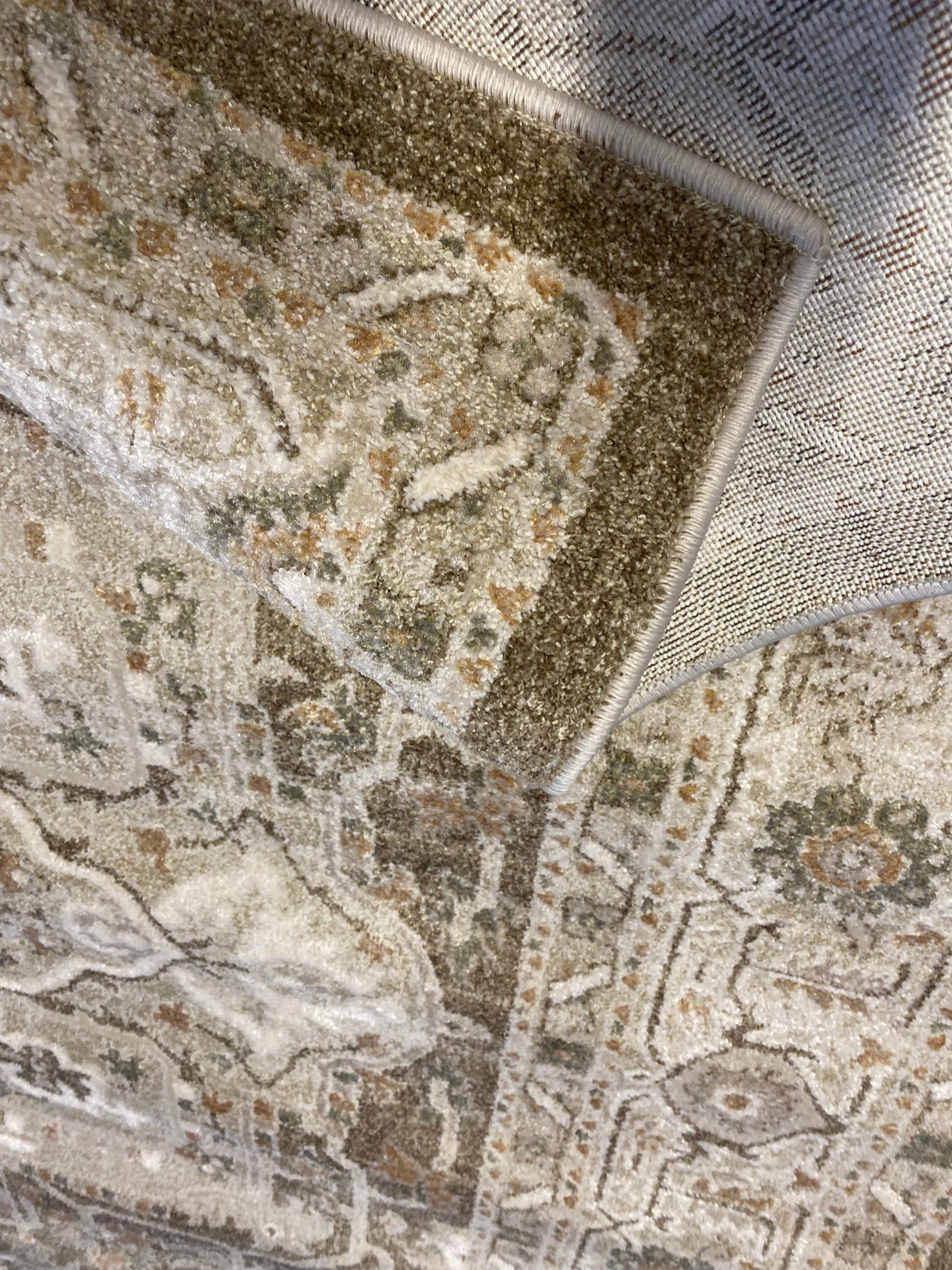 Alfombra Clásica Beige/Gris con Medallón – Estilo Vintage/Desgastado | Tapis Oriental Beige/Gris à Médaillon – Effet Vieilli | Vintage Medallion Rug Beige/Grey – Distressed Look