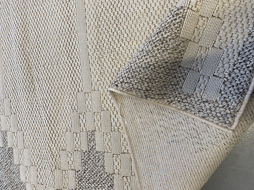 Alfombra Beige con Bordes Geométricos 160x230 (Pelo Bajo) — Tapis Beige à Bordures Géométriques 160x230 (Poil Court)