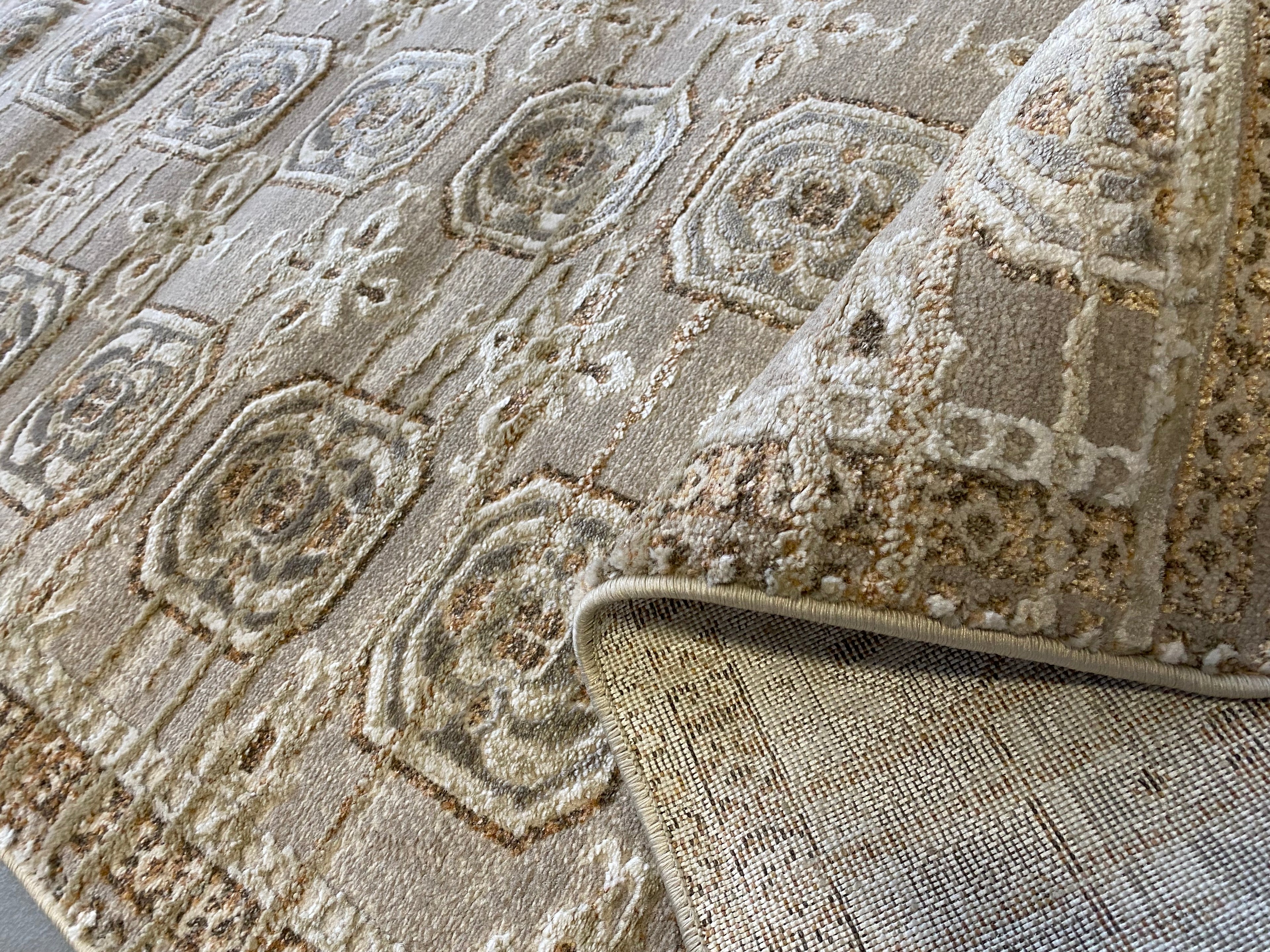 Alfombra Medallones Beige 160x230 (Pelo Bajo) — Tapis Médaillons Beige 160x230 (Poil Court)