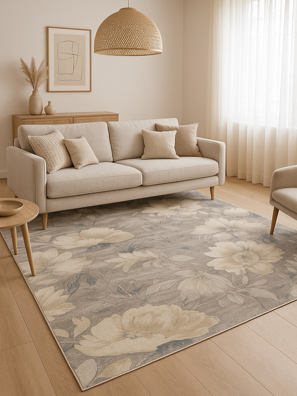 Beige & Navy Blue Elegance – Soft & Washable Rug – 230x160 cm