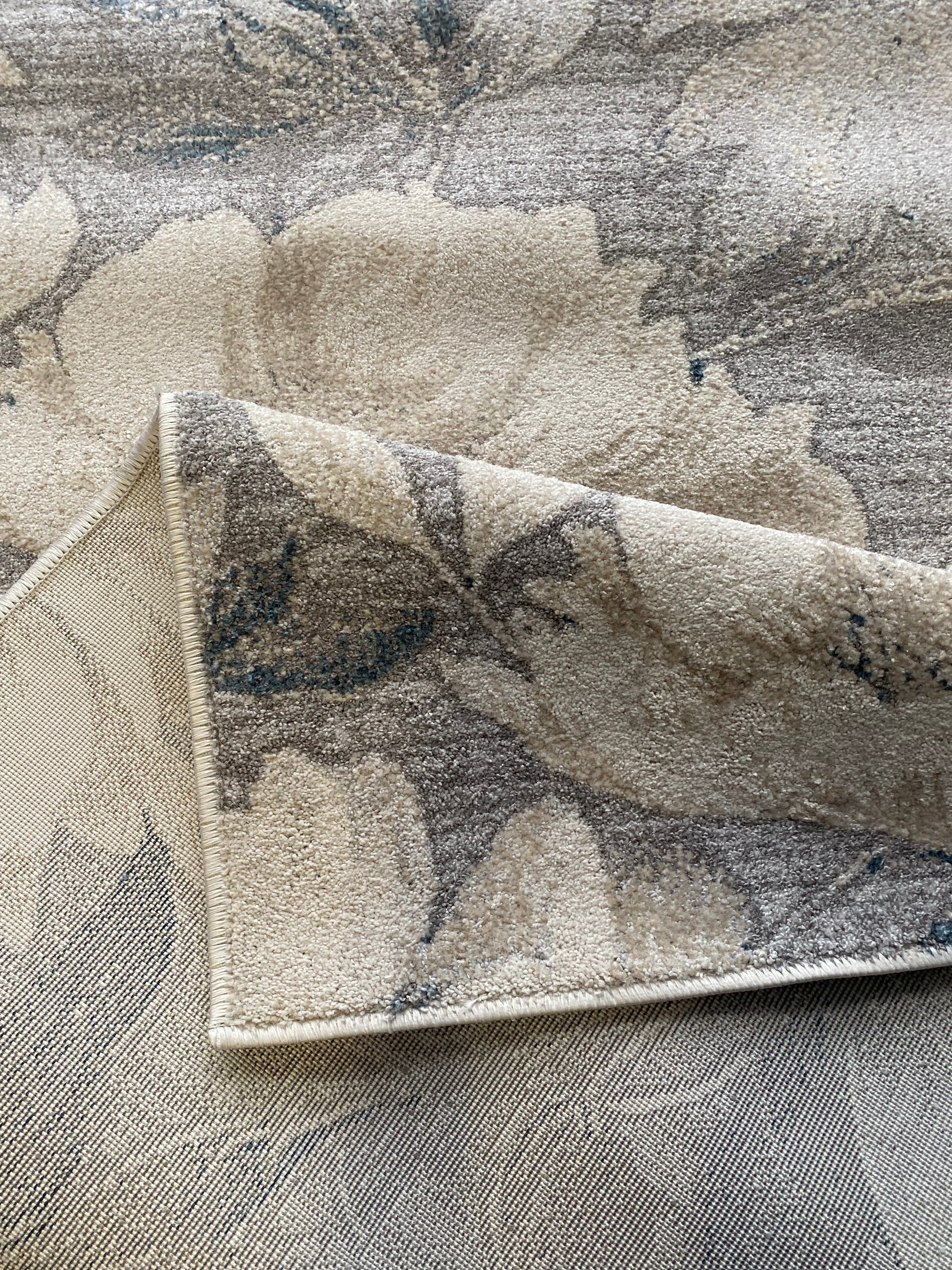 Beige & Navy Blue Elegance – Soft & Washable Rug – 230x160 cm