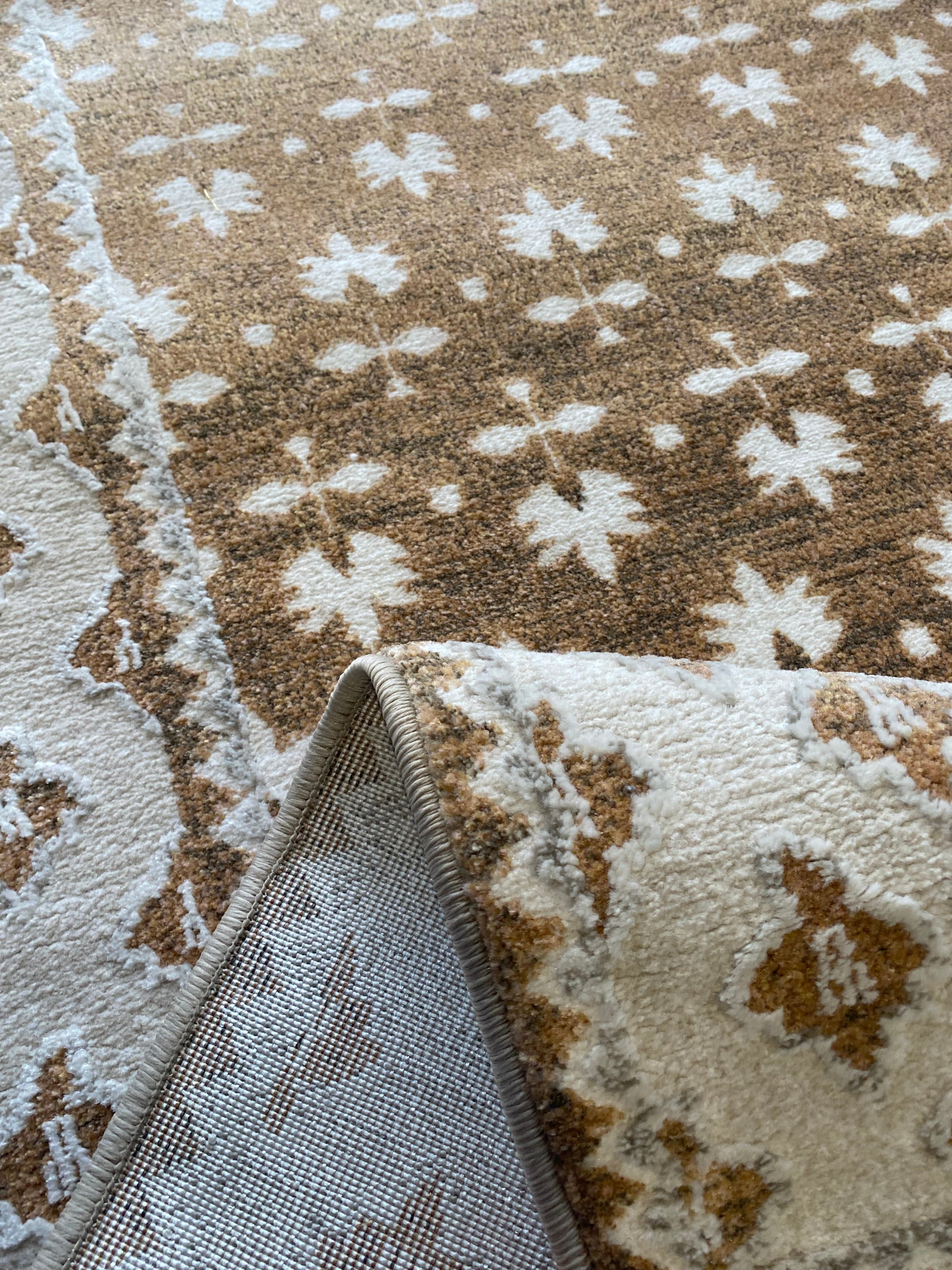 Alfombra Clásica Beige/Marrón con Cenefa – Tapis Classique Beige/Brun à Bordure