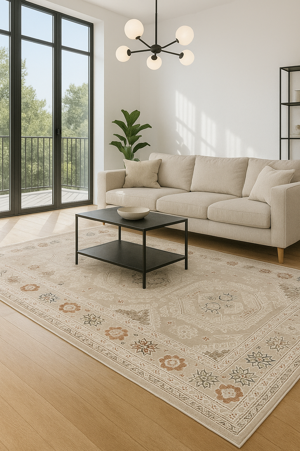 Alfombra Tejido Plano Beige 160x230 — Diseño Geométrico Elegante | Flatweave Beige Rug 160x230 — Elegant Geometric Design