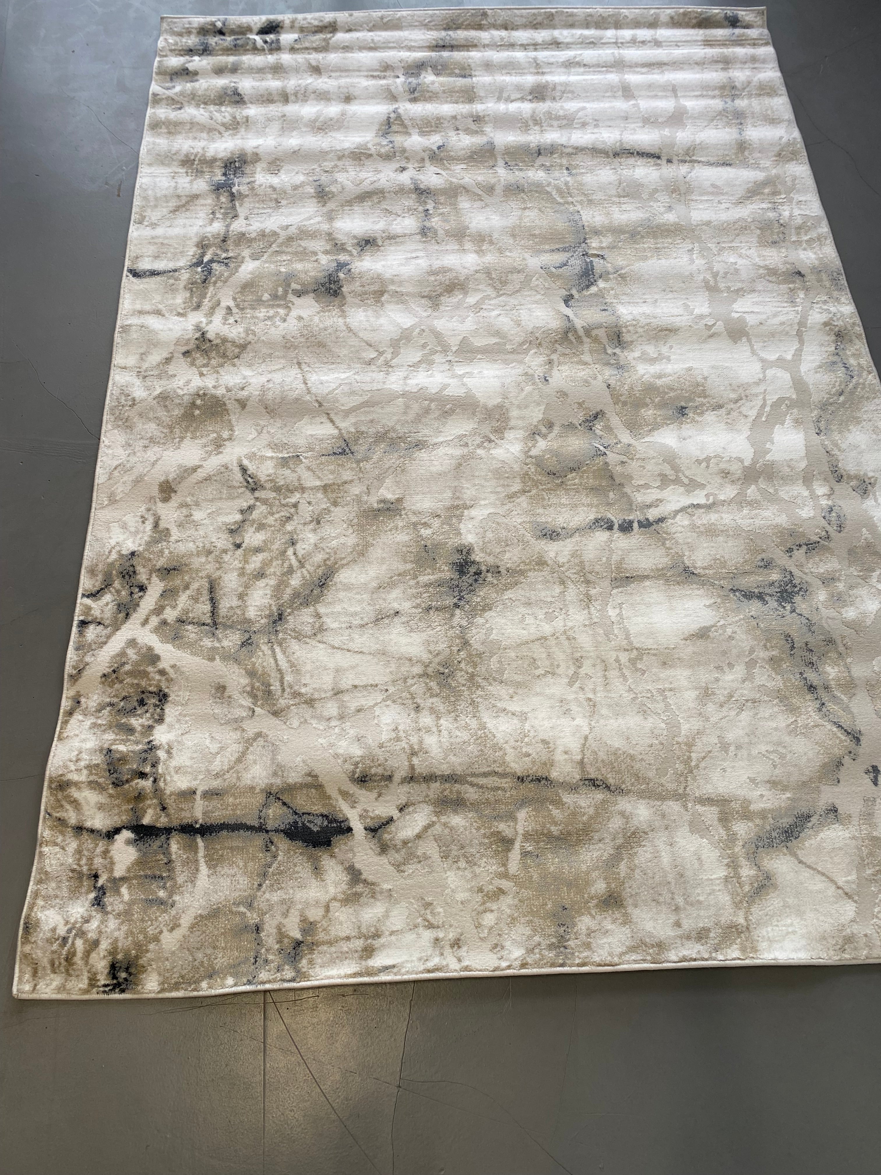 Beige & Brown Marble-Effect Rug – Natural Elegance for Modern Spaces