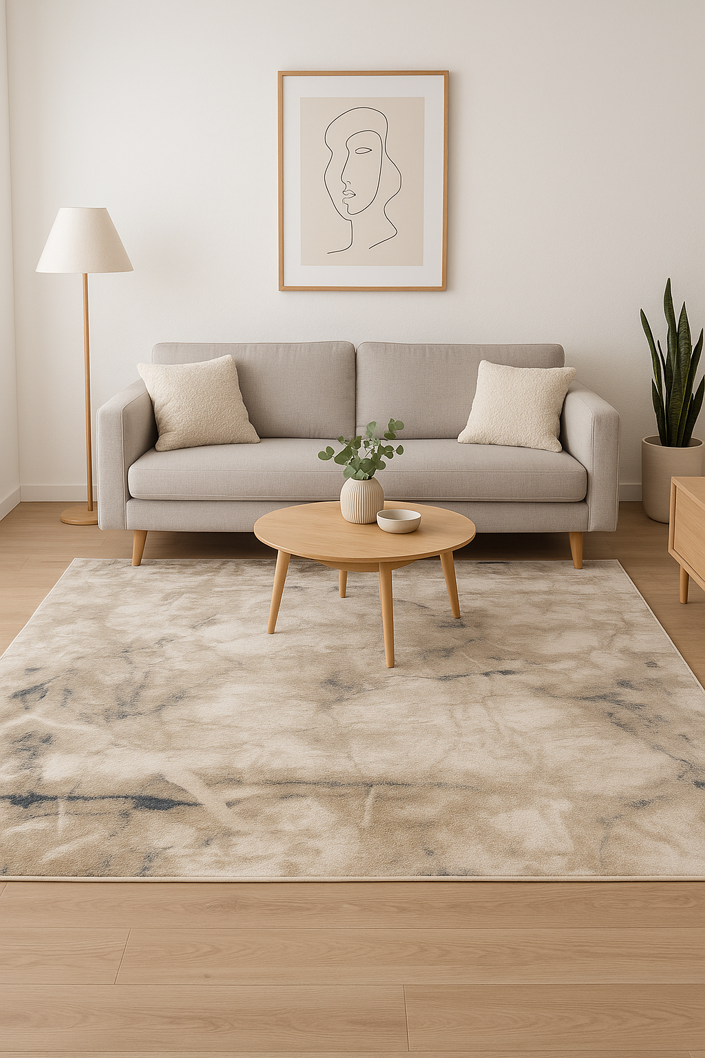 Beige & Brown Marble-Effect Rug – Natural Elegance for Modern Spaces