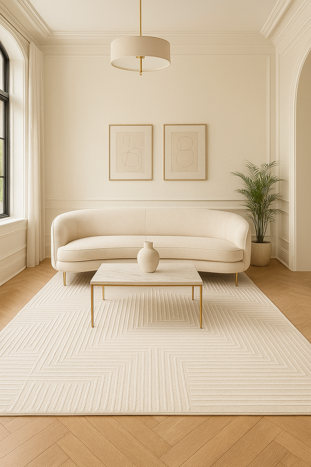 Alfombra Crema 3D en Relieve – Tapis Crème à Motif 3D Sculpté – Cream 3D Carved Rug