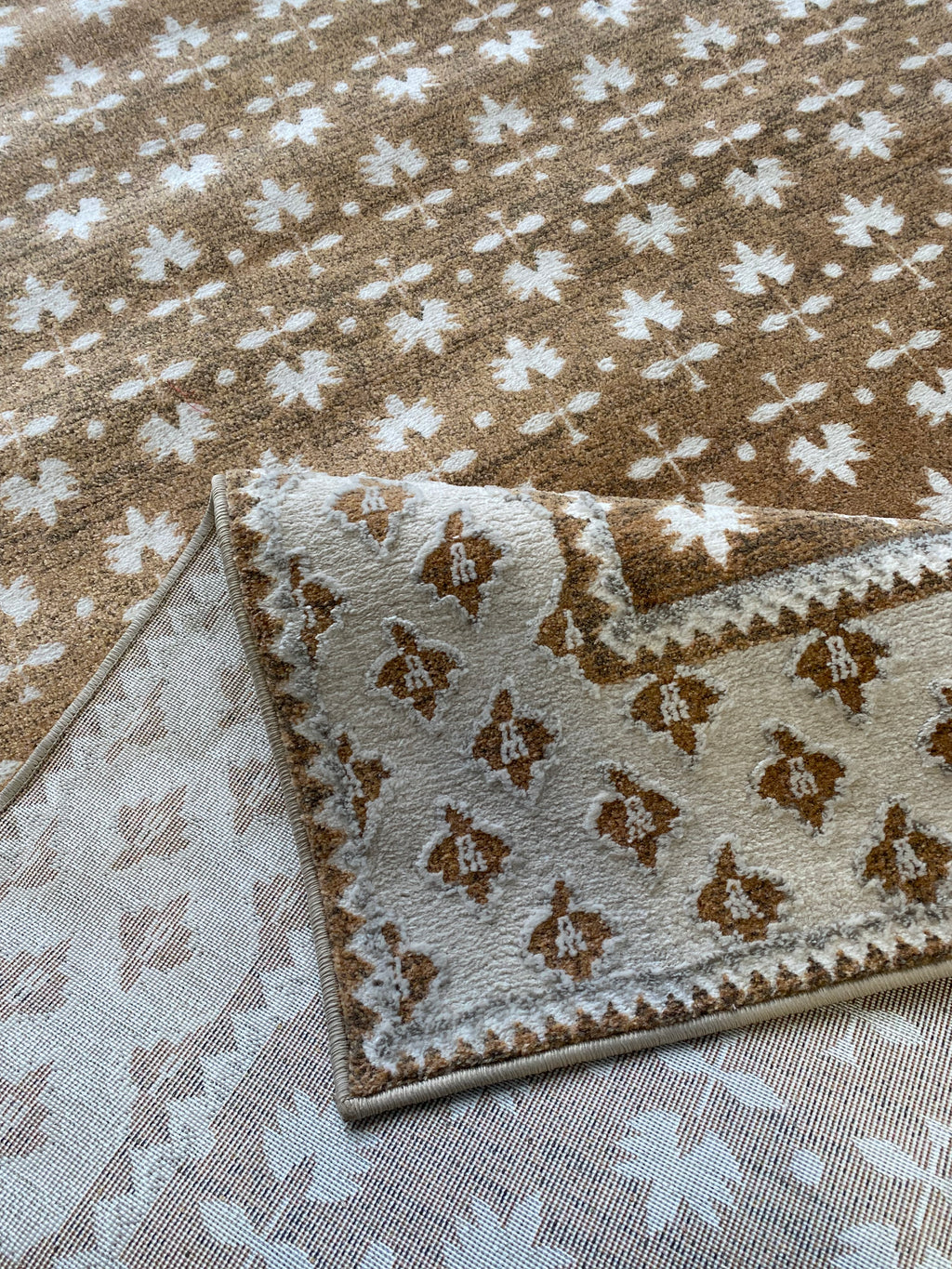 Alfombra Clásica Beige/Marrón con Cenefa – Tapis Classique Beige/Brun à Bordure
