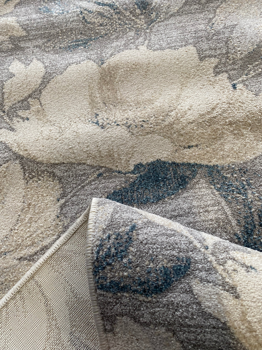 Beige & Navy Blue Elegance – Soft & Washable Rug – 230x160 cm