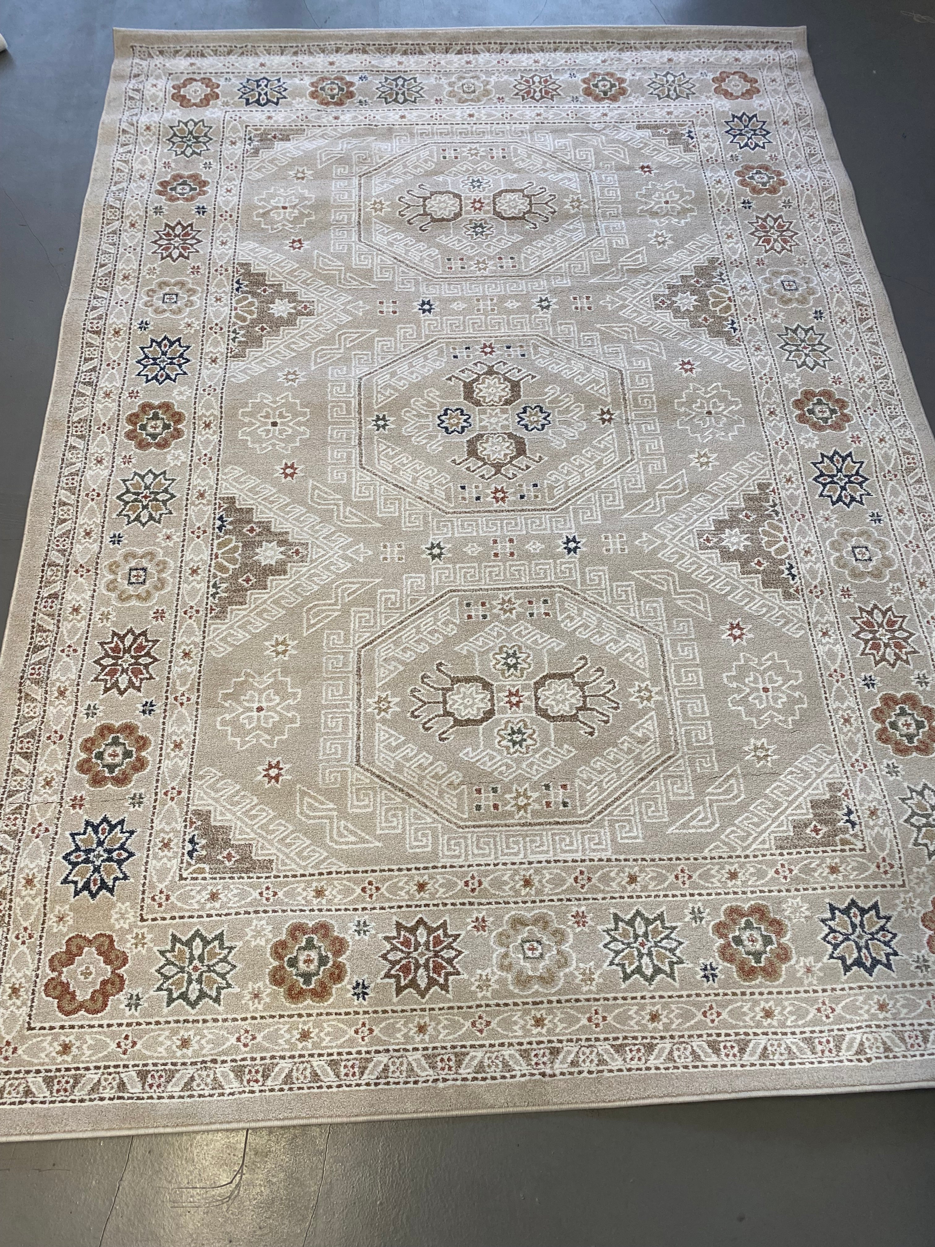 Alfombra Tejido Plano Beige 160x230 — Diseño Geométrico Elegante | Flatweave Beige Rug 160x230 — Elegant Geometric Design