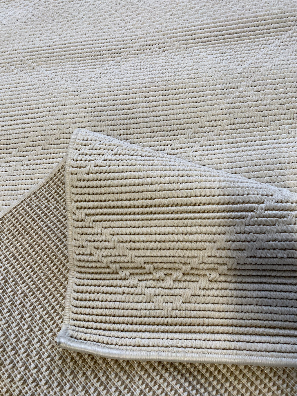 Alfombra Beige Textura Rombos 160x230 Lavable — Tapis Beige Texture Losanges 160x230 Lavable