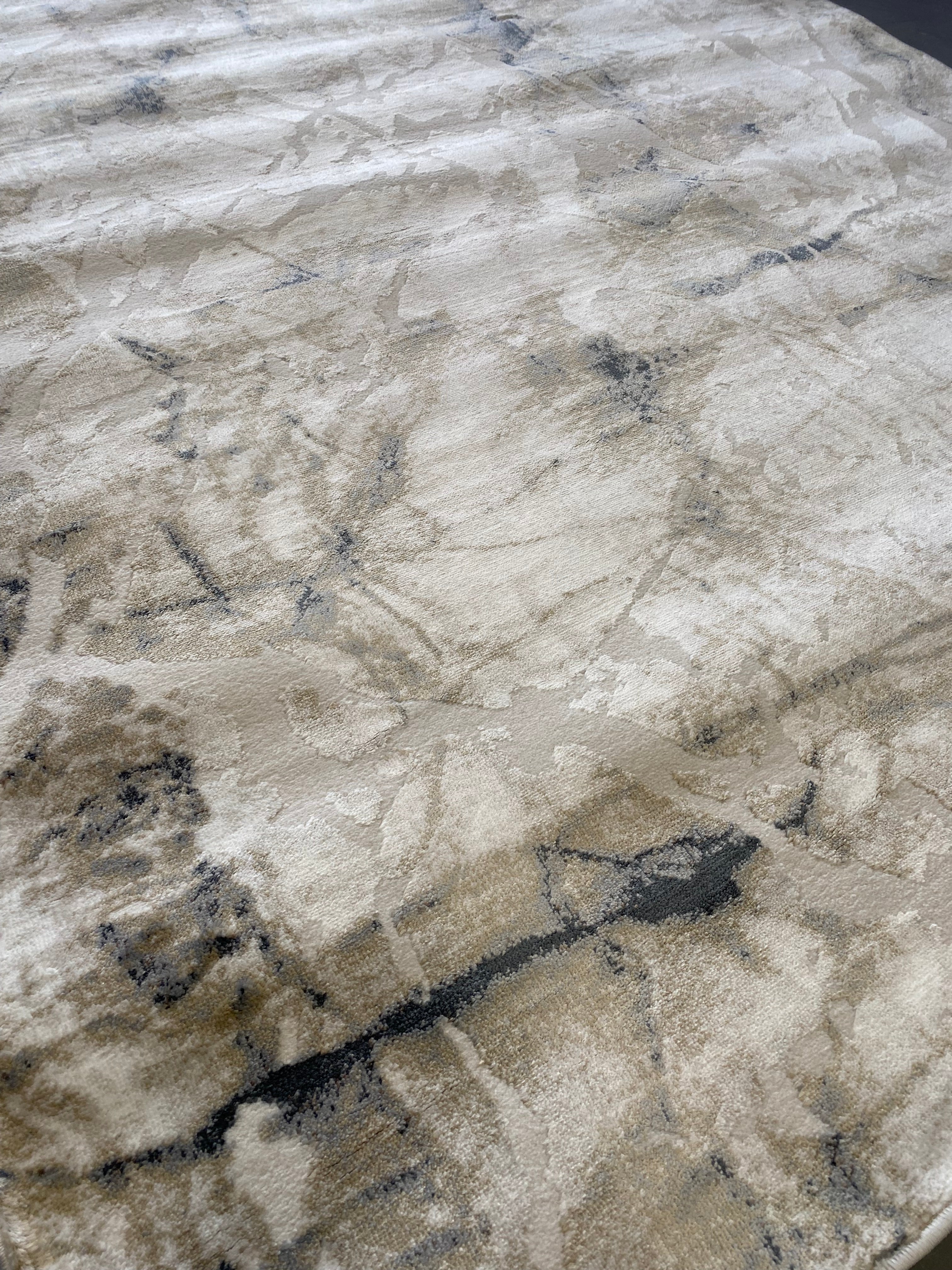 Beige & Brown Marble-Effect Rug – Natural Elegance for Modern Spaces