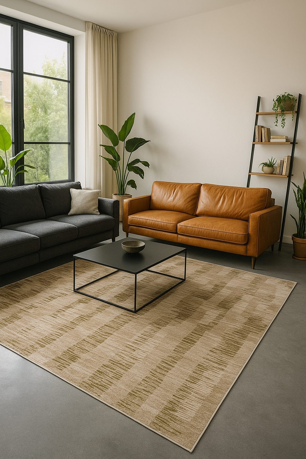 Alfombra Beige Moderna 230x160 Lavable 30º Antideslizante – Tapis Salon Beige Scandinave, Lavable 30°, Antidérapant, Doux rug