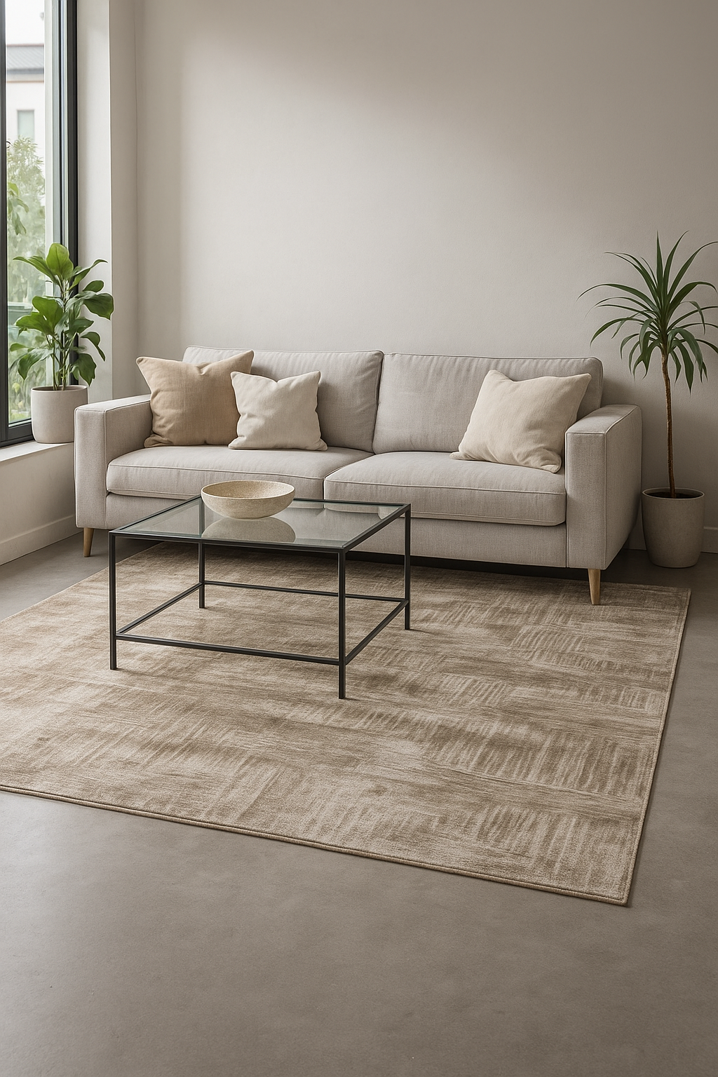 Alfombra Beige Moderna para Salón – Tapis Salon Beige Moderne | Estilo nórdico, suave, entretien facile