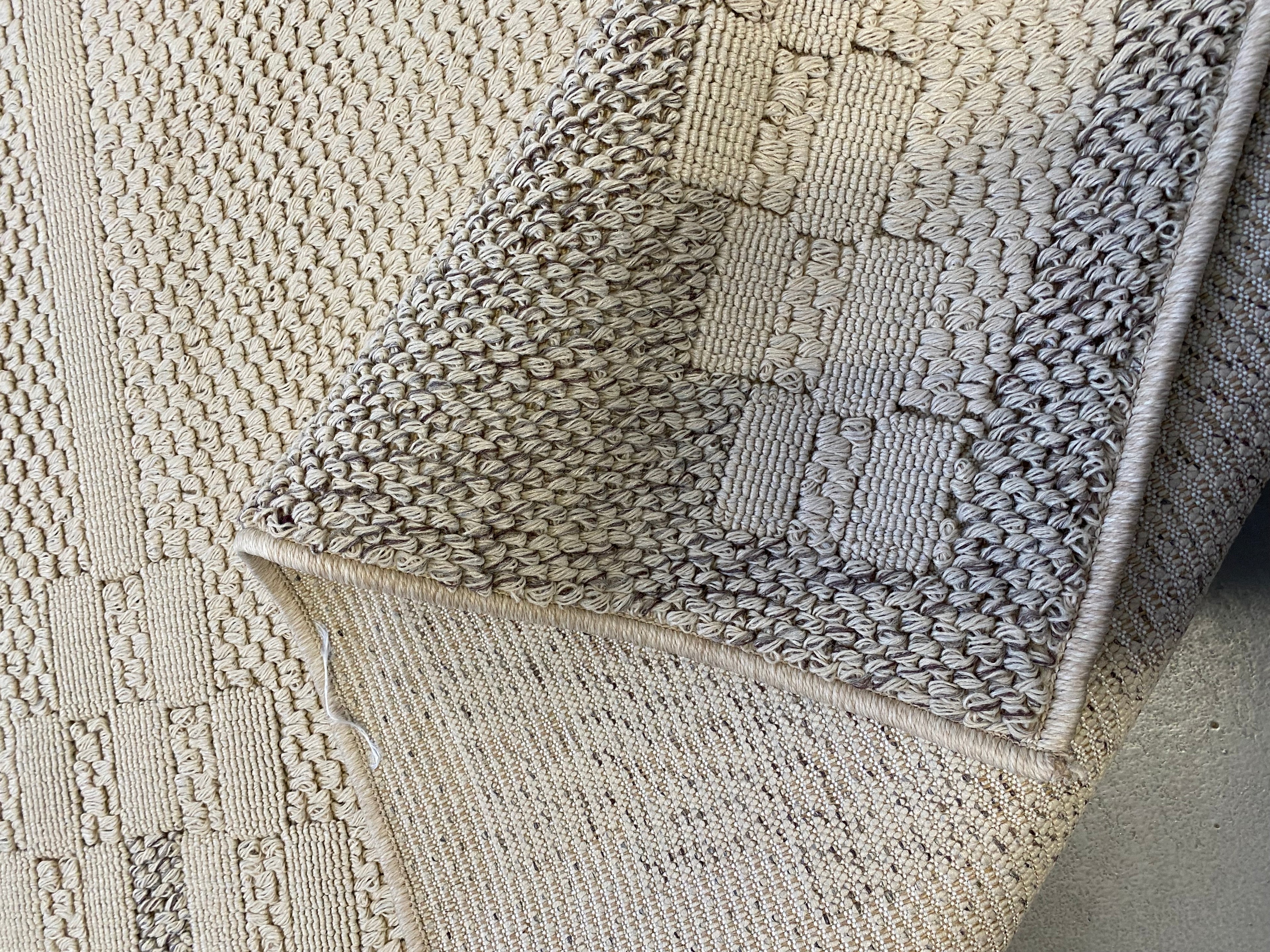 Alfombra Beige con Bordes Geométricos 160x230 (Pelo Bajo) — Tapis Beige à Bordures Géométriques 160x230 (Poil Court)