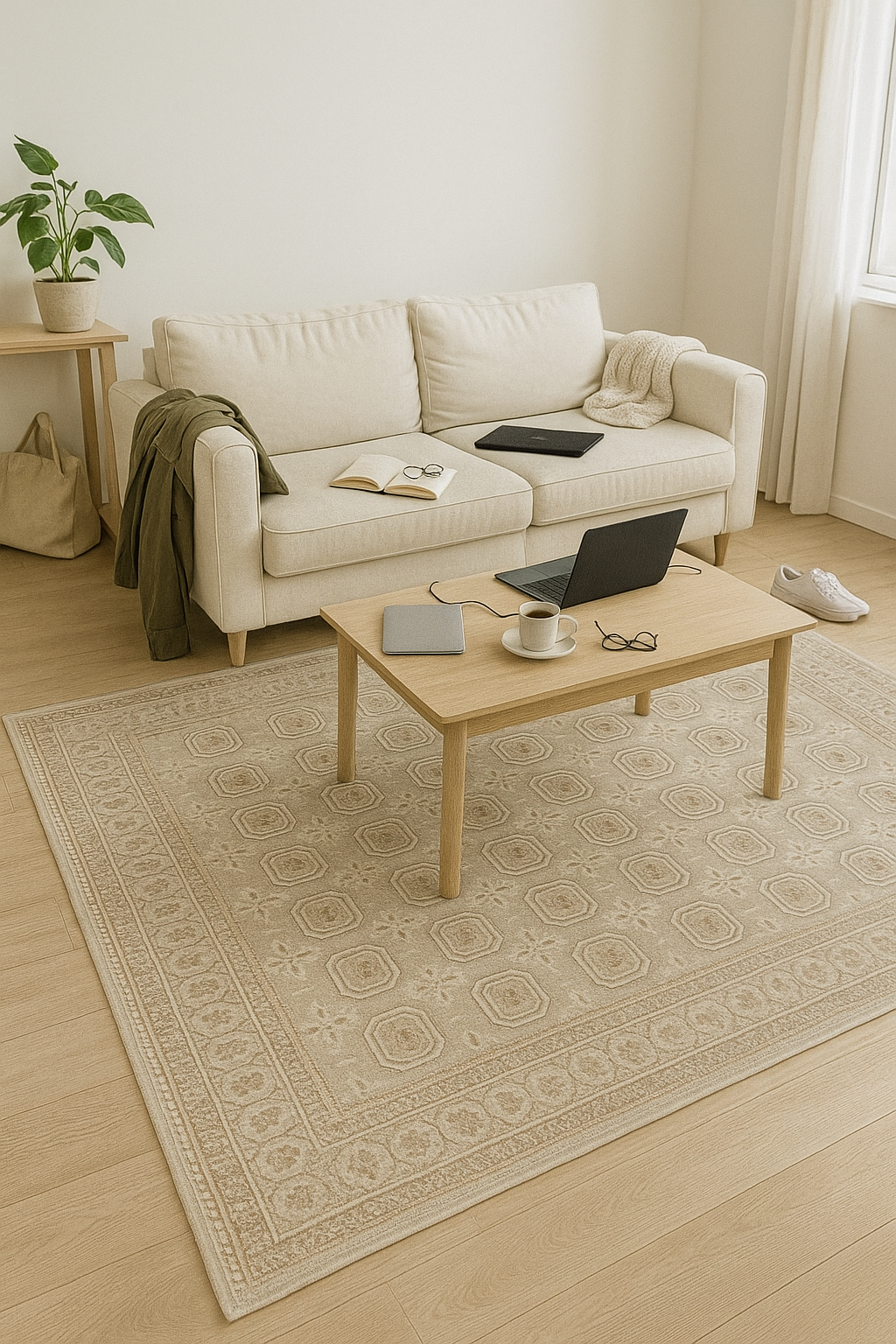 Alfombra Medallones Beige 160x230 (Pelo Bajo) — Tapis Médaillons Beige 160x230 (Poil Court)