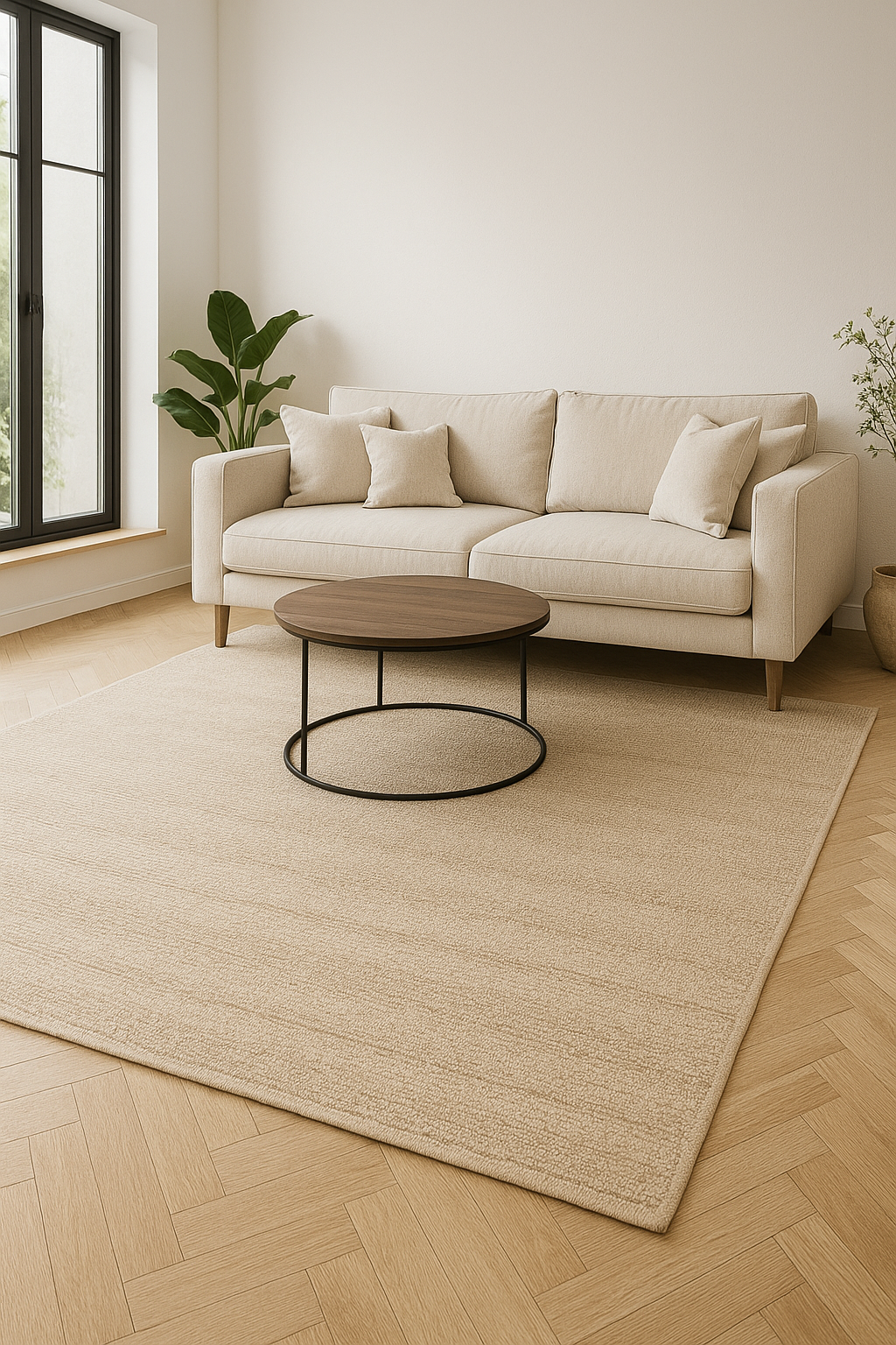 Alfombra Beige Textura Natural 160x230 (Pelo Bajo) — Tapis Beige Texture Naturelle 160x230 (Poil Court)
