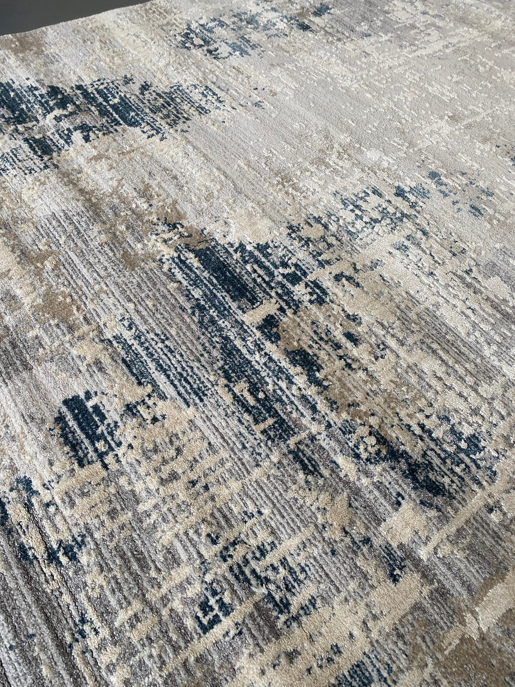 Alfombra lavable 230x160 salón nórdico moderna beige y azul marino | NIDO SH